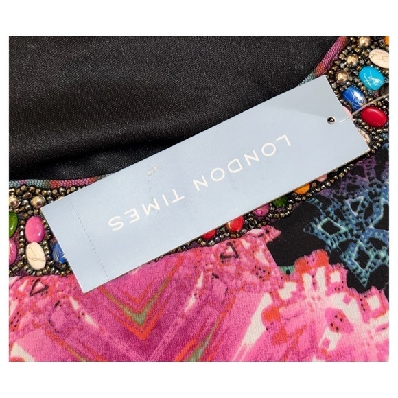 London Times - Embellished Dress - Geometric Tie Dye Design - Size 4 - NWT - Picture 6 of 10